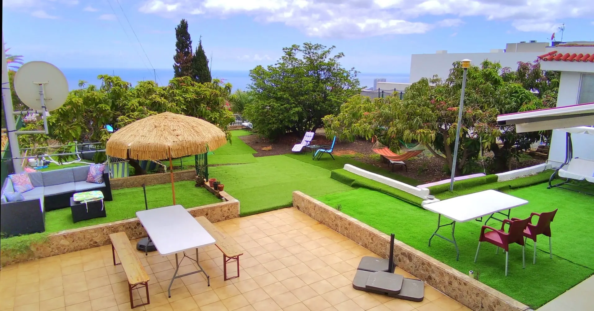 Sunny outdoor area at Blue Paradise with clear Tenerife light.